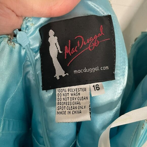 Mac Duggal Fabulouss Halter Dress Ball Gown 81609f Size 16 Blue Rhinestone - Picture 5 of 9